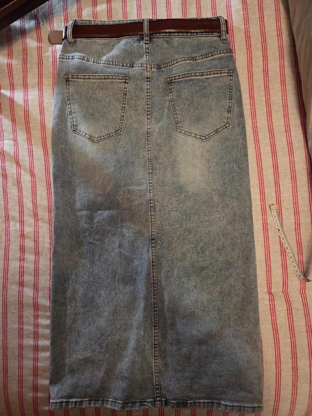 Dex Light Wash Denim Maxi Skirt with Front Slit - Picture 4 of 4